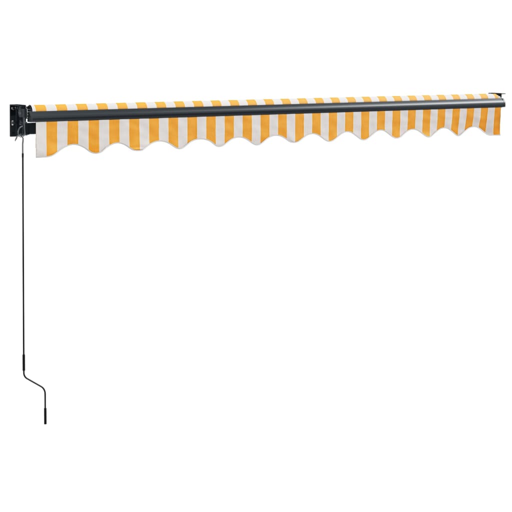 vidaXL Copertină retractabilă, galben/alb, 3x2,5 m, textil/aluminiu vidaXL Copertină retractabilă, galben/alb, 3x2,5 m, textil/aluminiu