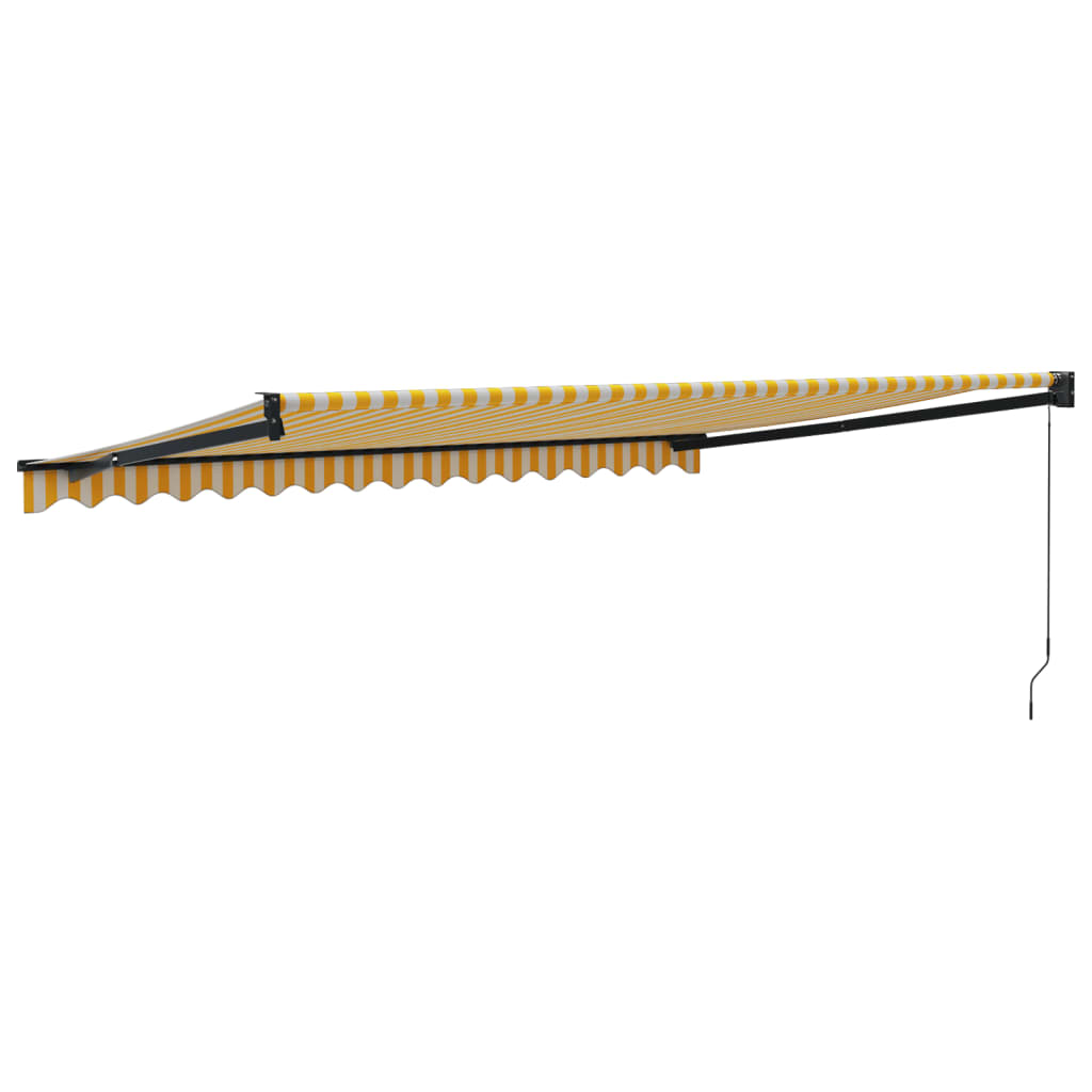 vidaXL Copertină retractabilă galben și alb, 4x3 m, textil și aluminiu vidaXL Copertină retractabilă galben și alb, 4x3 m, textil și aluminiu