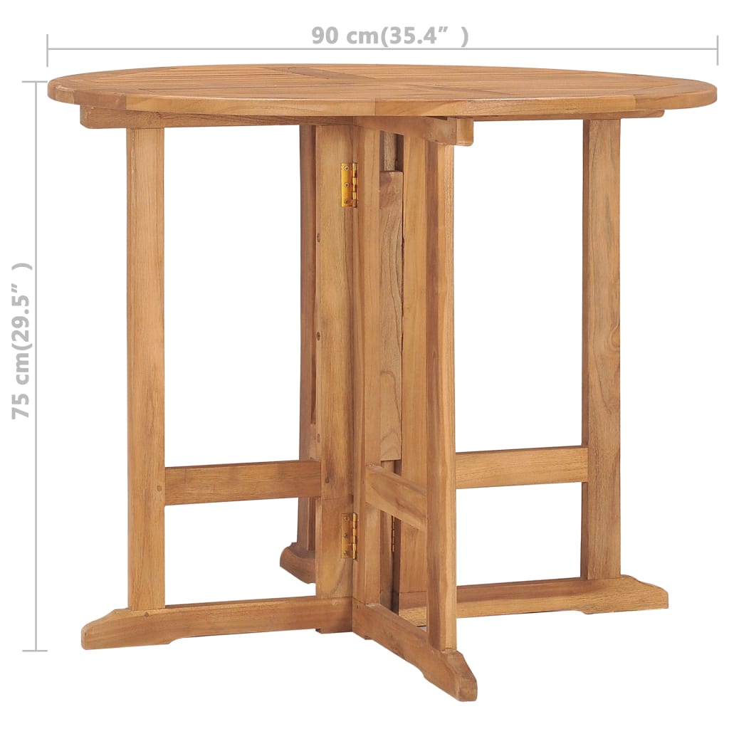 vidaXL Masă de grădină pliabilă, Ø90x75 cm, lemn masiv de tec vidaXL Masă de grădină pliabilă, Ø90x75 cm, lemn masiv de tec