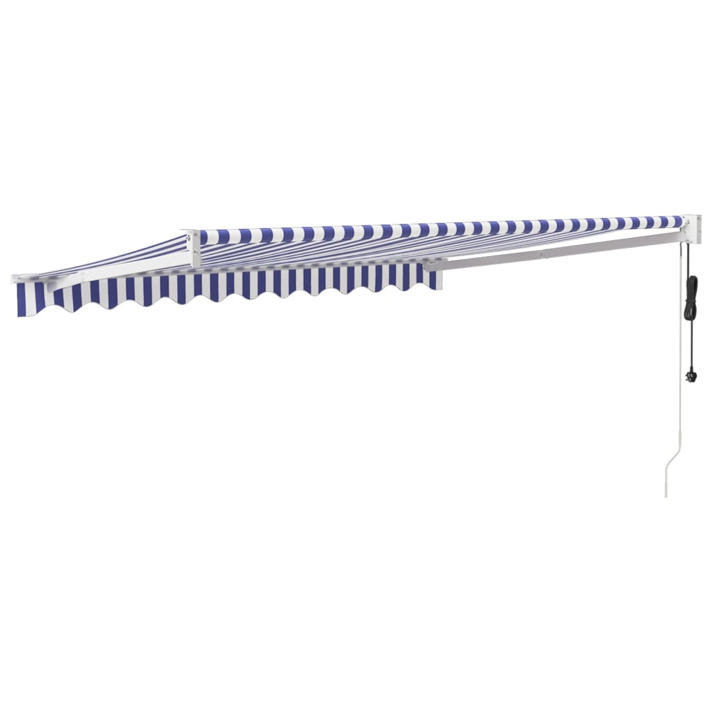 vidaXL Copertina automată retractabilă, albastru și alb, 3,5x2,5 m vidaXL Copertina automată retractabilă, albastru și alb, 3,5x2,5 m