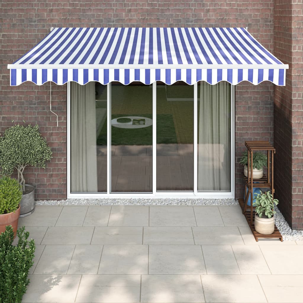 vidaXL Copertina automată retractabilă, albastru și alb, 3,5x2,5 m vidaXL Copertina automată retractabilă, albastru și alb, 3,5x2,5 m
