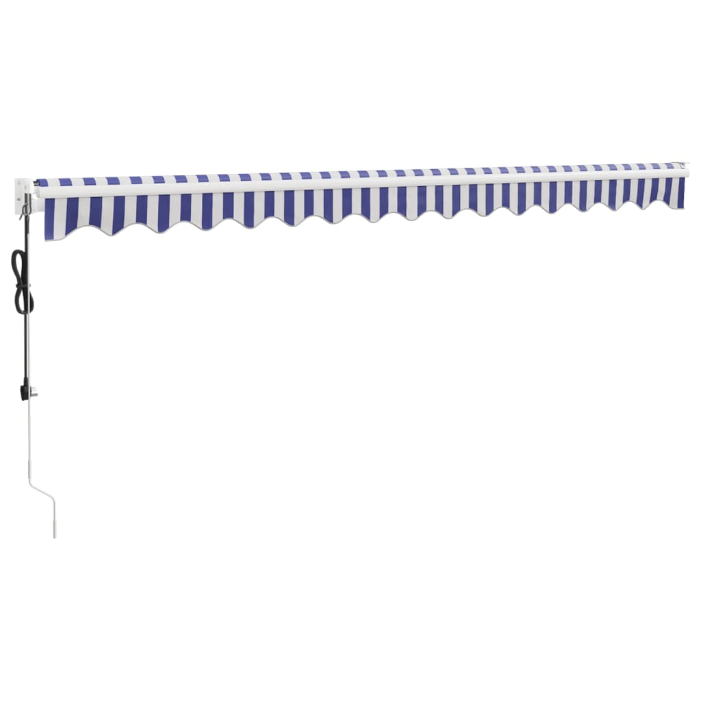 vidaXL Copertină retractabilă automată, albastru și alb, 4x3 m vidaXL Copertină retractabilă automată, albastru și alb, 4x3 m