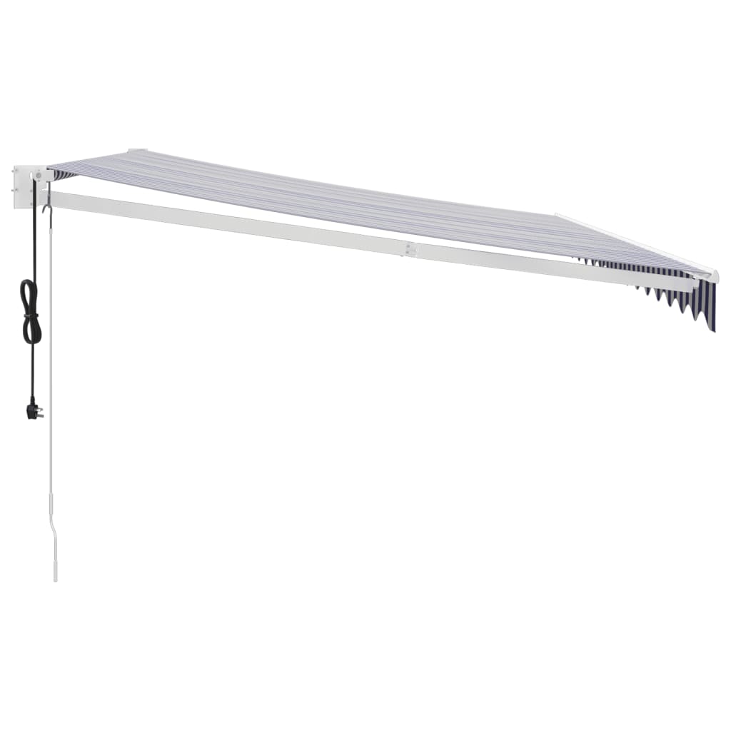 vidaXL Copertină retractabilă automată, albastru și alb, 4,5x3 m vidaXL Copertină retractabilă automată, albastru și alb, 4,5x3 m