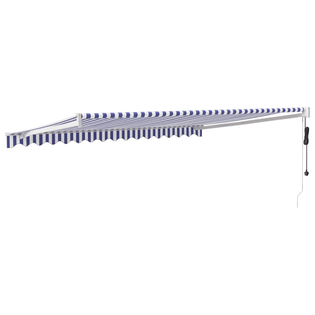vidaXL Copertină retractabilă automată, albastru și alb, 4,5x3 m vidaXL Copertină retractabilă automată, albastru și alb, 4,5x3 m