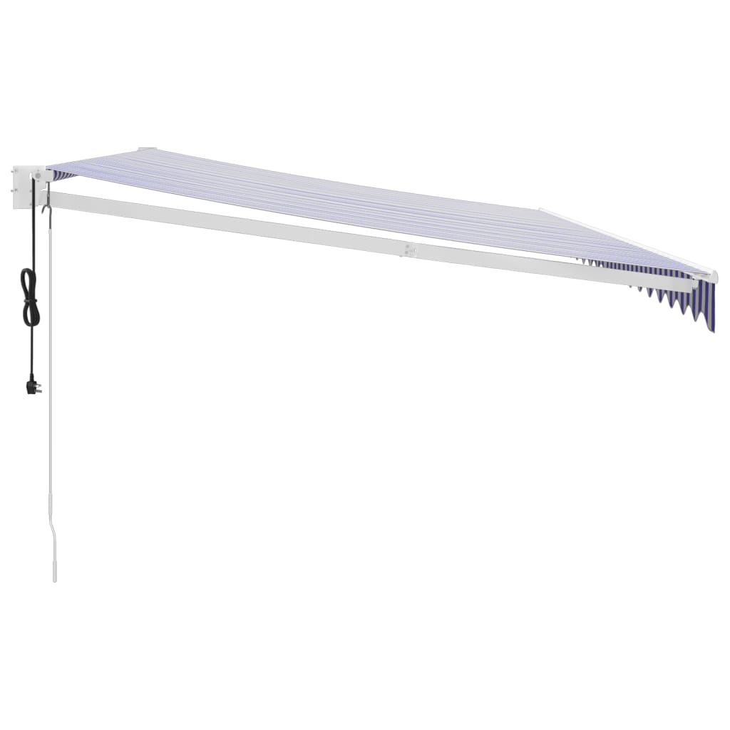 vidaXL Copertină retractabilă automată, albastru și alb, 5x3 m vidaXL Copertină retractabilă automată, albastru și alb, 5x3 m