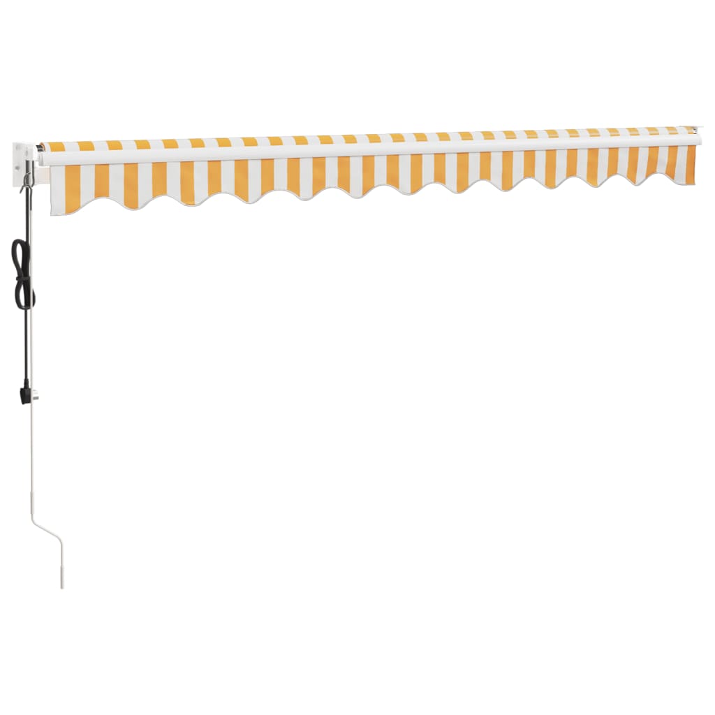 vidaXL Copertină retractabilă automată, galben și alb, 3x2,5 m vidaXL Copertină retractabilă automată, galben și alb, 3x2,5 m