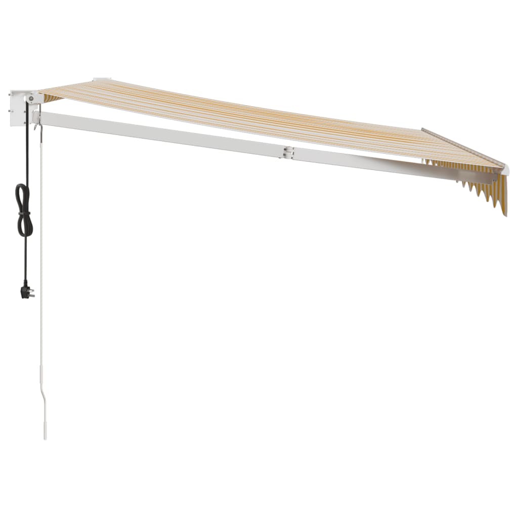 vidaXL Copertina automată retractabilă, galben și alb, 3,5x2,5 m vidaXL Copertina automată retractabilă, galben și alb, 3,5x2,5 m