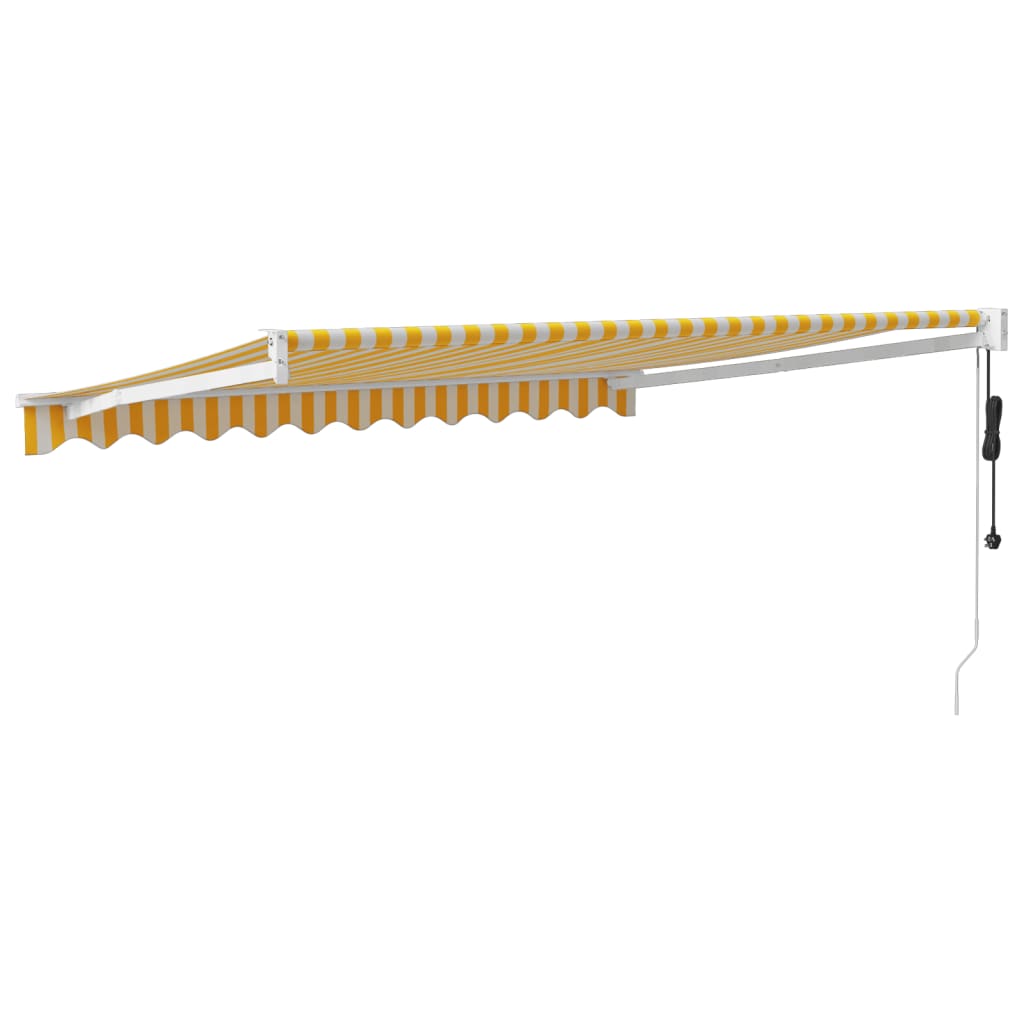 vidaXL Copertina automată retractabilă, galben și alb, 3,5x2,5 m vidaXL Copertina automată retractabilă, galben și alb, 3,5x2,5 m