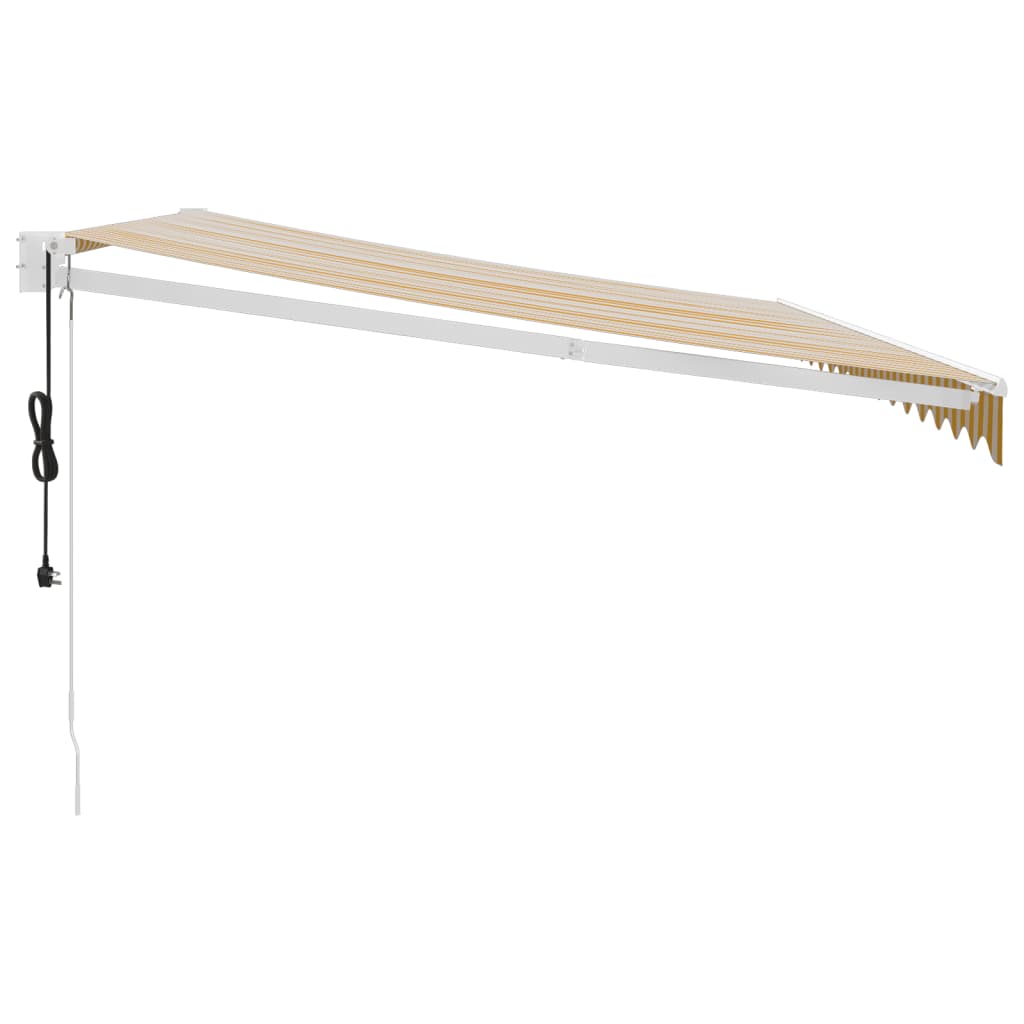 vidaXL Copertină retractabilă automată, galben și alb, 4x3 m vidaXL Copertină retractabilă automată, galben și alb, 4x3 m