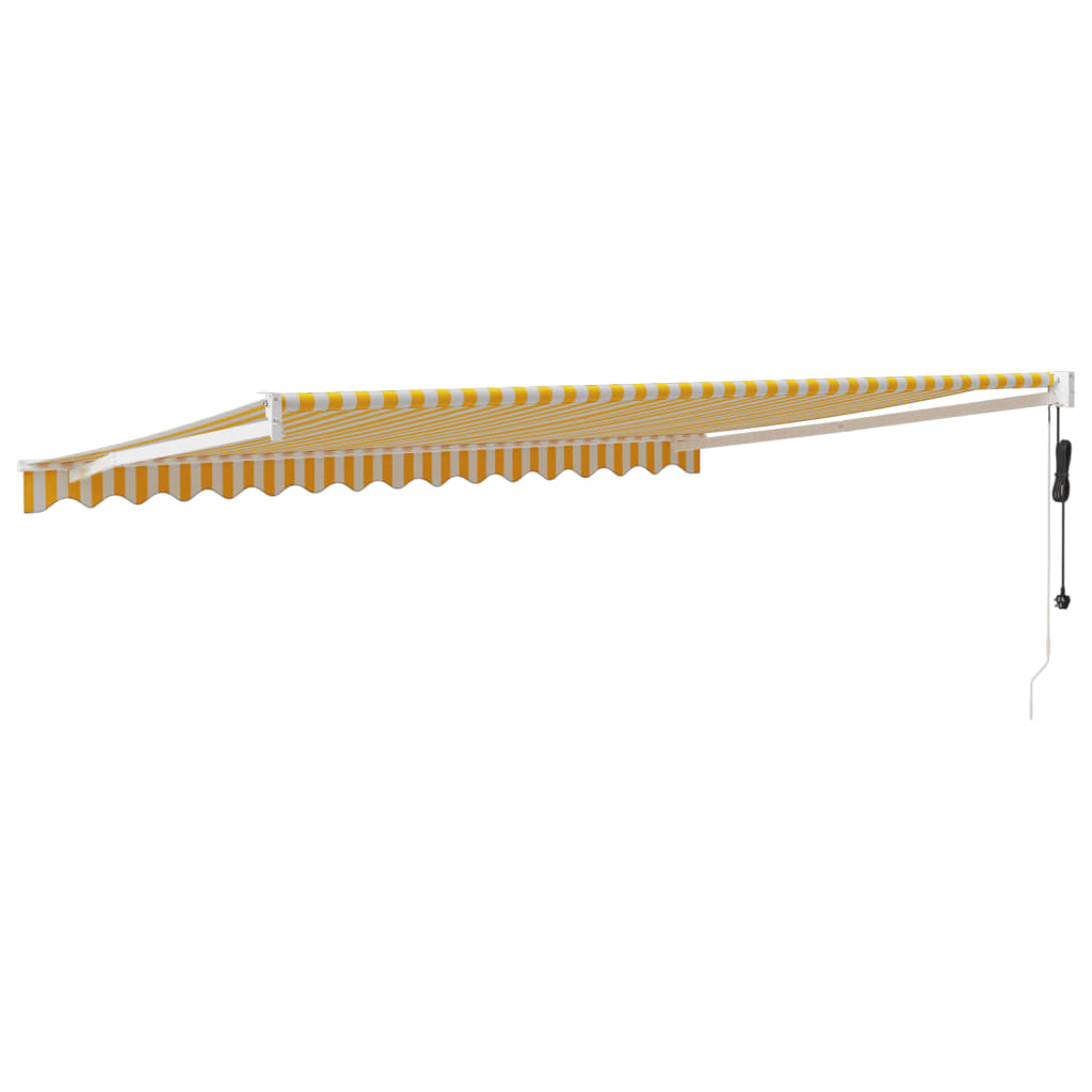 vidaXL Copertină retractabilă automată, galben și alb, 4x3 m vidaXL Copertină retractabilă automată, galben și alb, 4x3 m