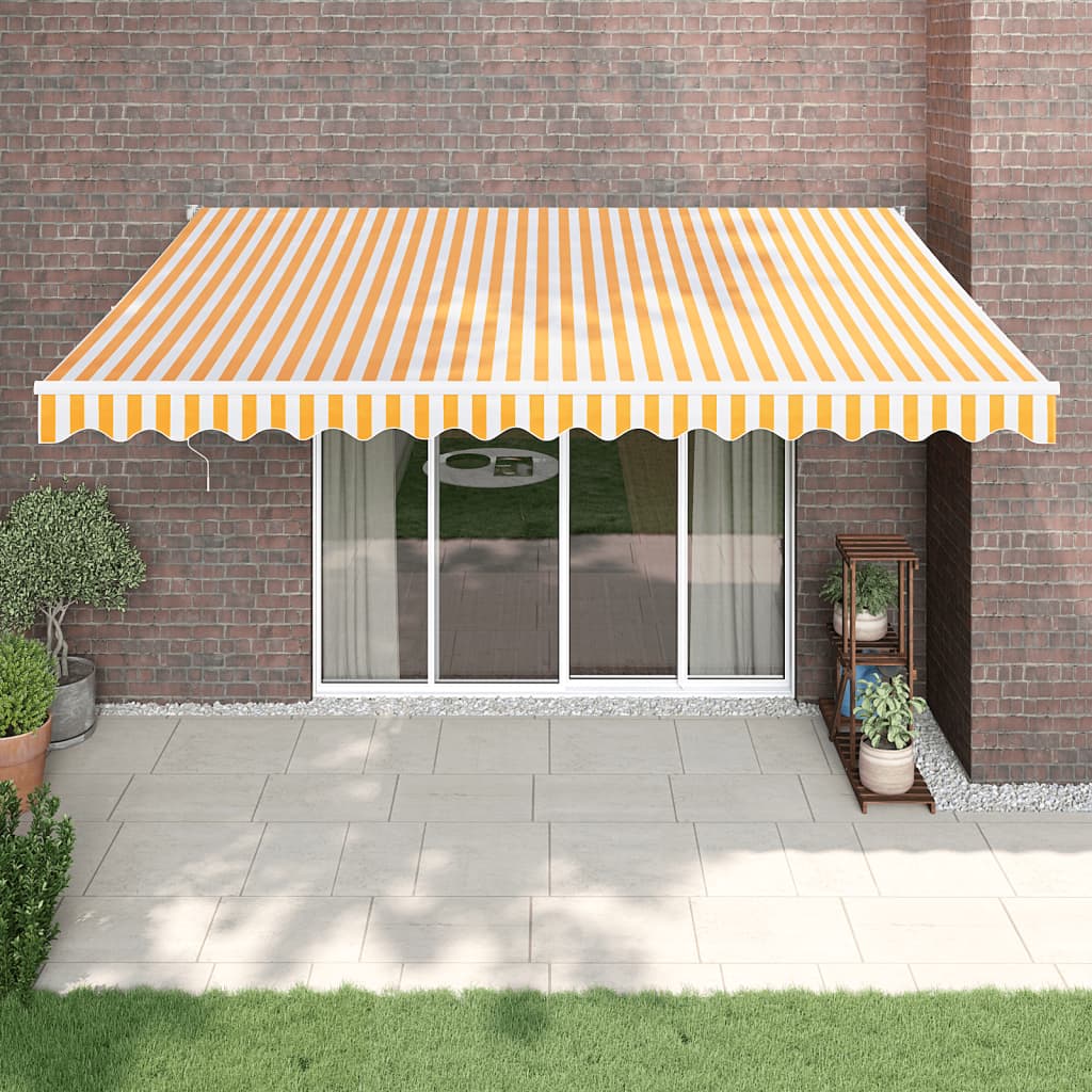 vidaXL Copertină retractabilă automată, galben și alb, 4x3 m vidaXL Copertină retractabilă automată, galben și alb, 4x3 m