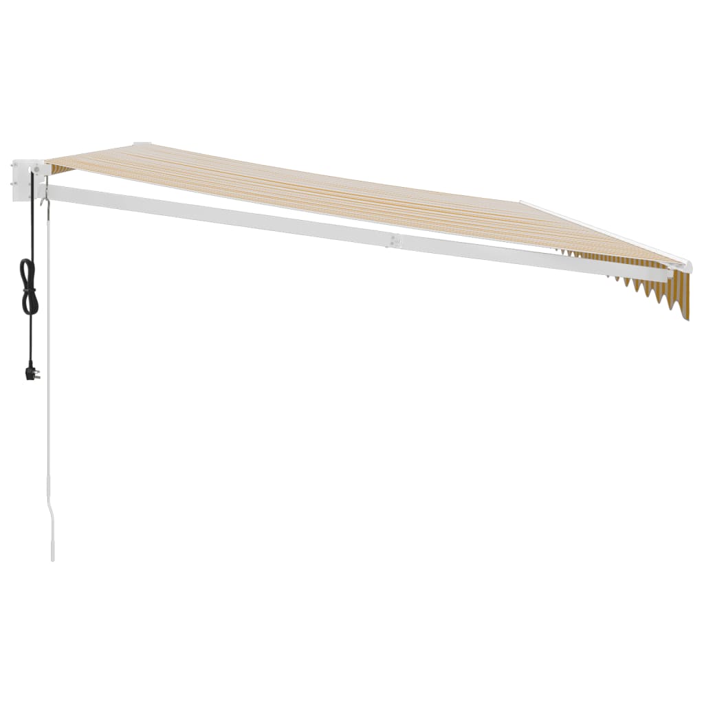 vidaXL Copertină retractabilă automată, galben și alb, 5x3 m