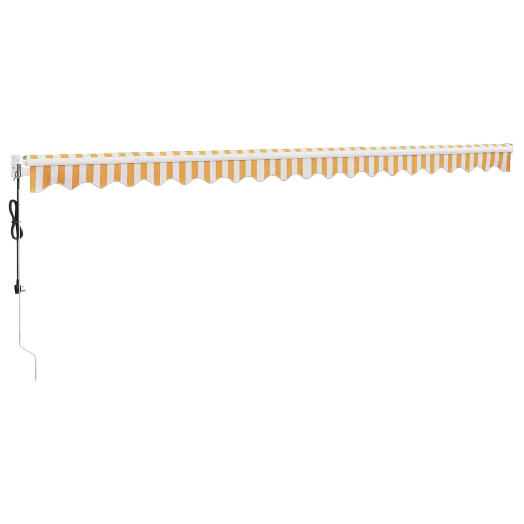 vidaXL Copertină retractabilă automată, galben și alb, 5x3 m