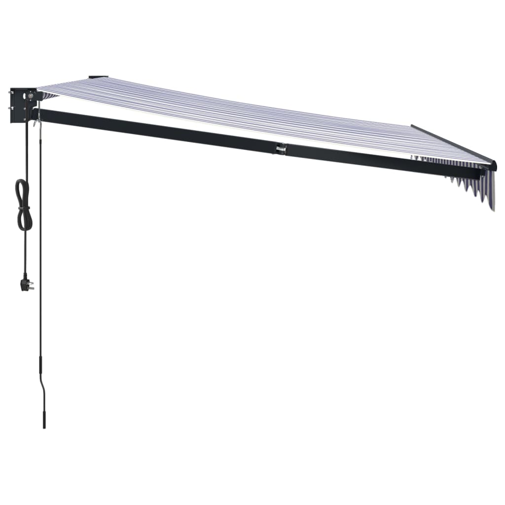 vidaXL Copertina automată retractabilă, albastru și alb, 3,5x2,5 m vidaXL Copertina automată retractabilă, albastru și alb, 3,5x2,5 m