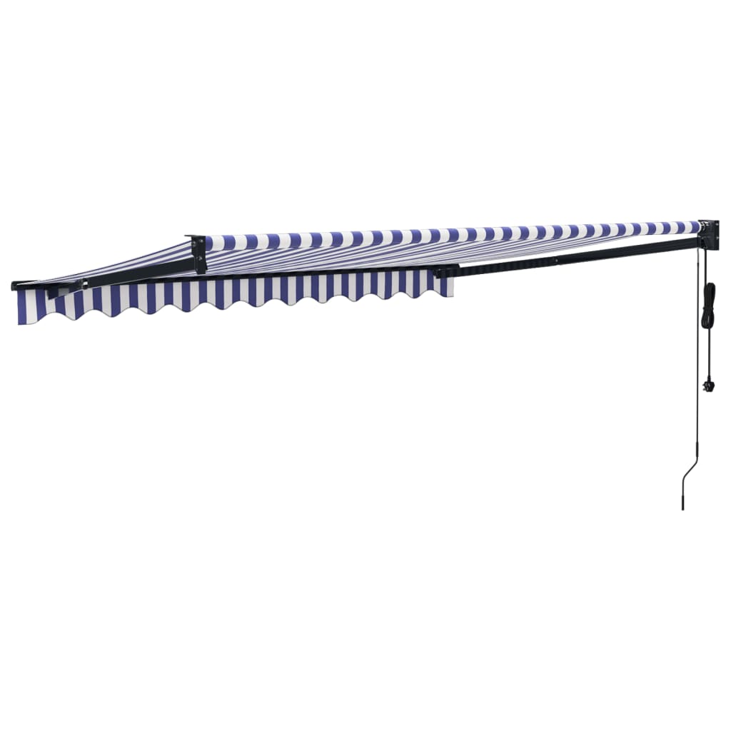 vidaXL Copertina automată retractabilă, albastru și alb, 3,5x2,5 m vidaXL Copertina automată retractabilă, albastru și alb, 3,5x2,5 m