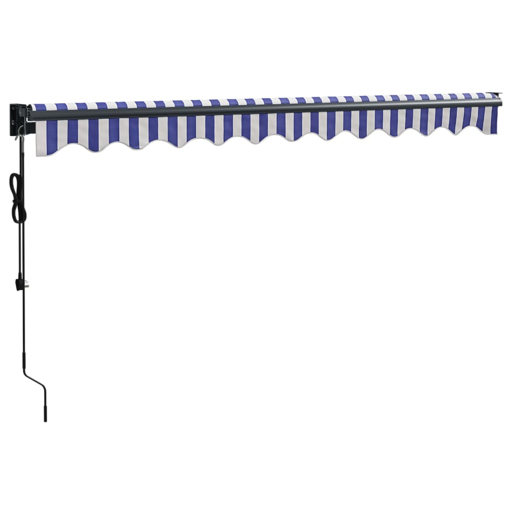 vidaXL Copertina automată retractabilă, albastru și alb, 3,5x2,5 m vidaXL Copertina automată retractabilă, albastru și alb, 3,5x2,5 m