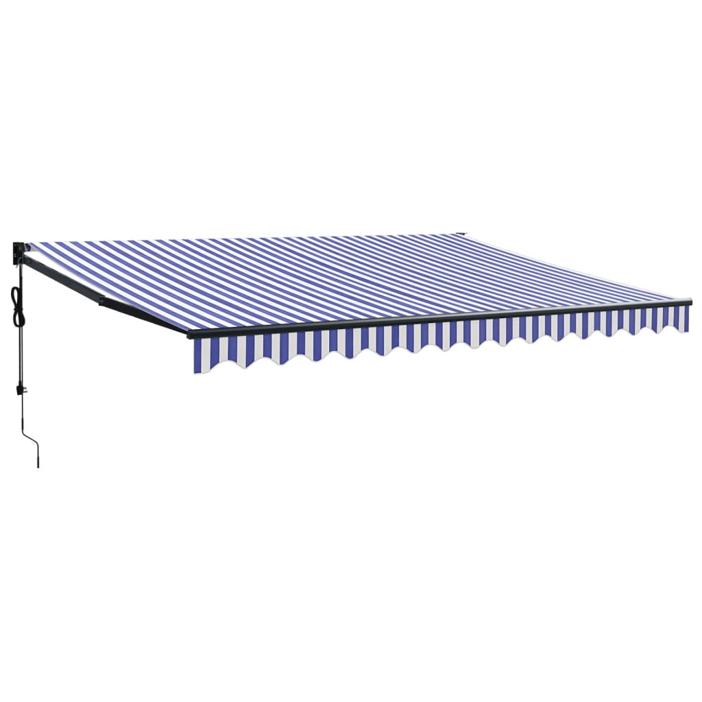vidaXL Copertină retractabilă automată, albastru și alb, 4,5x3 m vidaXL Copertină retractabilă automată, albastru și alb, 4,5x3 m