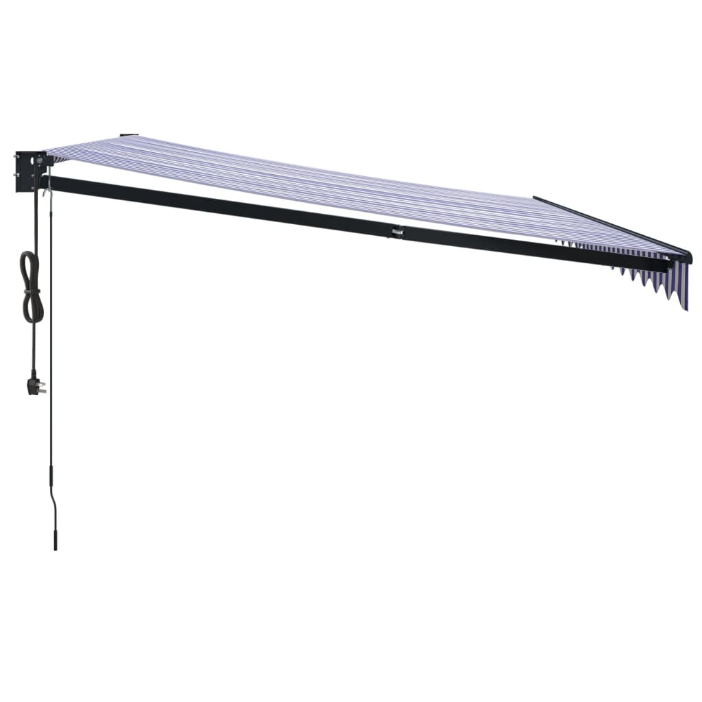 vidaXL Copertină retractabilă automată, albastru și alb, 4,5x3 m vidaXL Copertină retractabilă automată, albastru și alb, 4,5x3 m