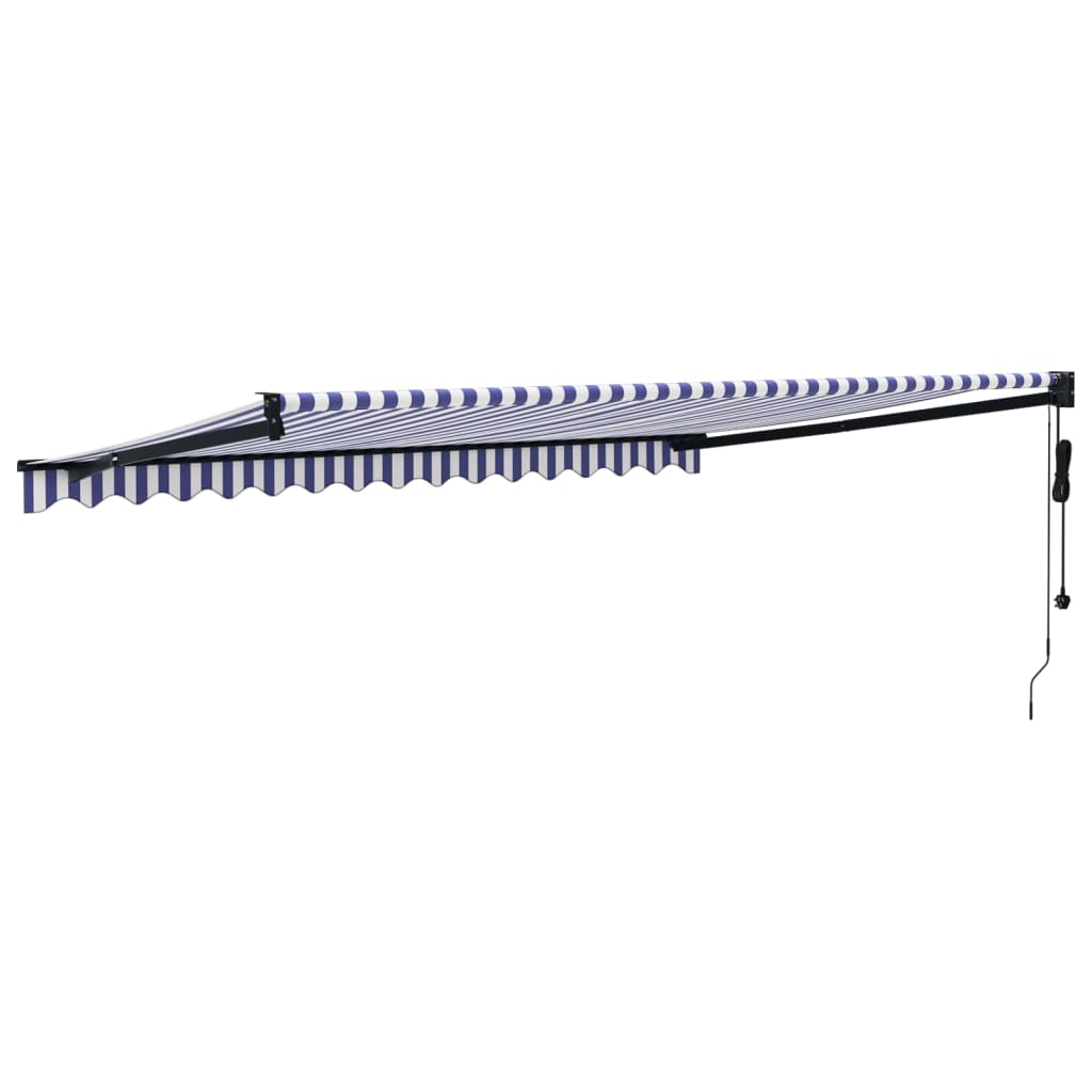 vidaXL Copertină retractabilă automată, albastru și alb, 4,5x3 m vidaXL Copertină retractabilă automată, albastru și alb, 4,5x3 m