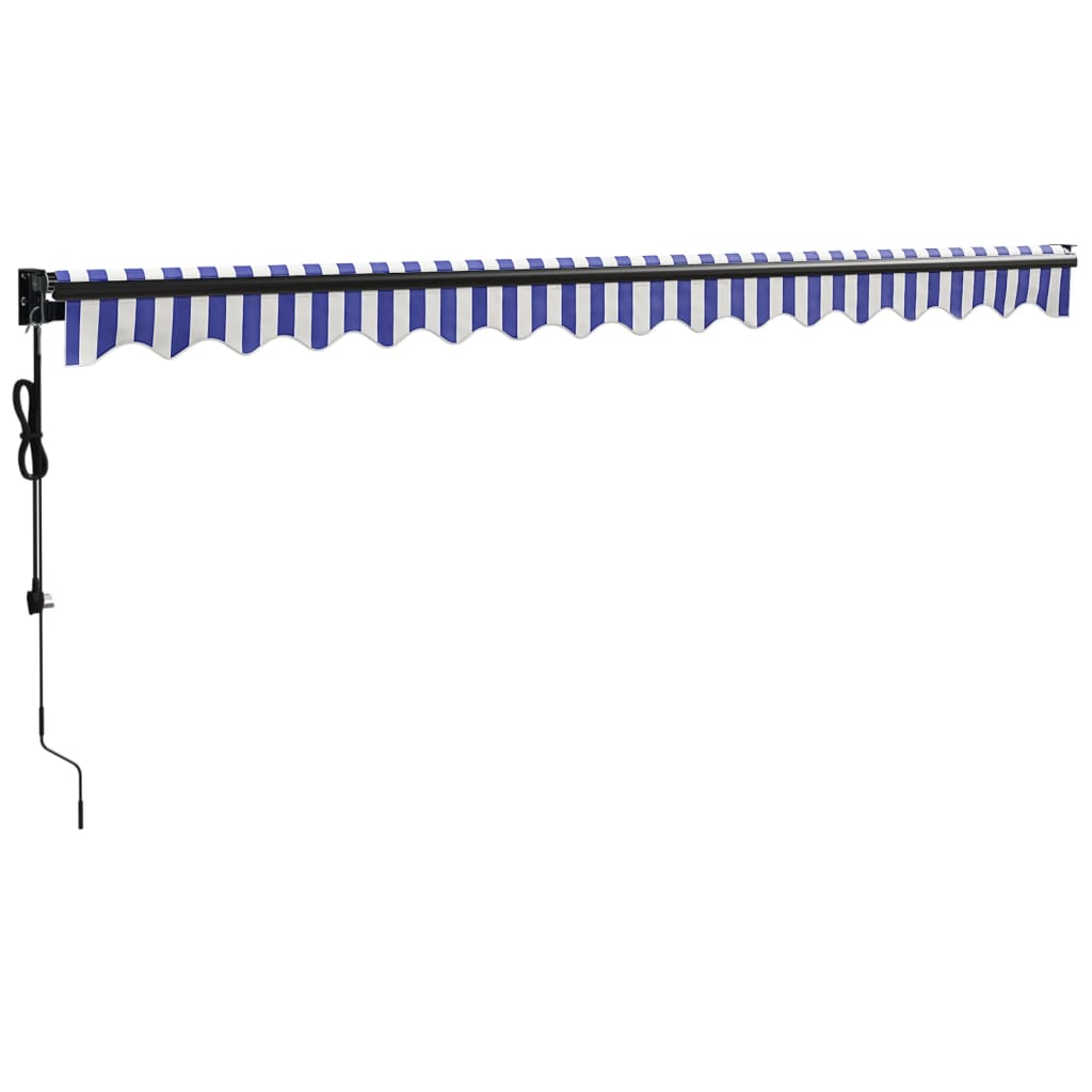 vidaXL Copertină retractabilă automată, albastru și alb, 4,5x3 m vidaXL Copertină retractabilă automată, albastru și alb, 4,5x3 m