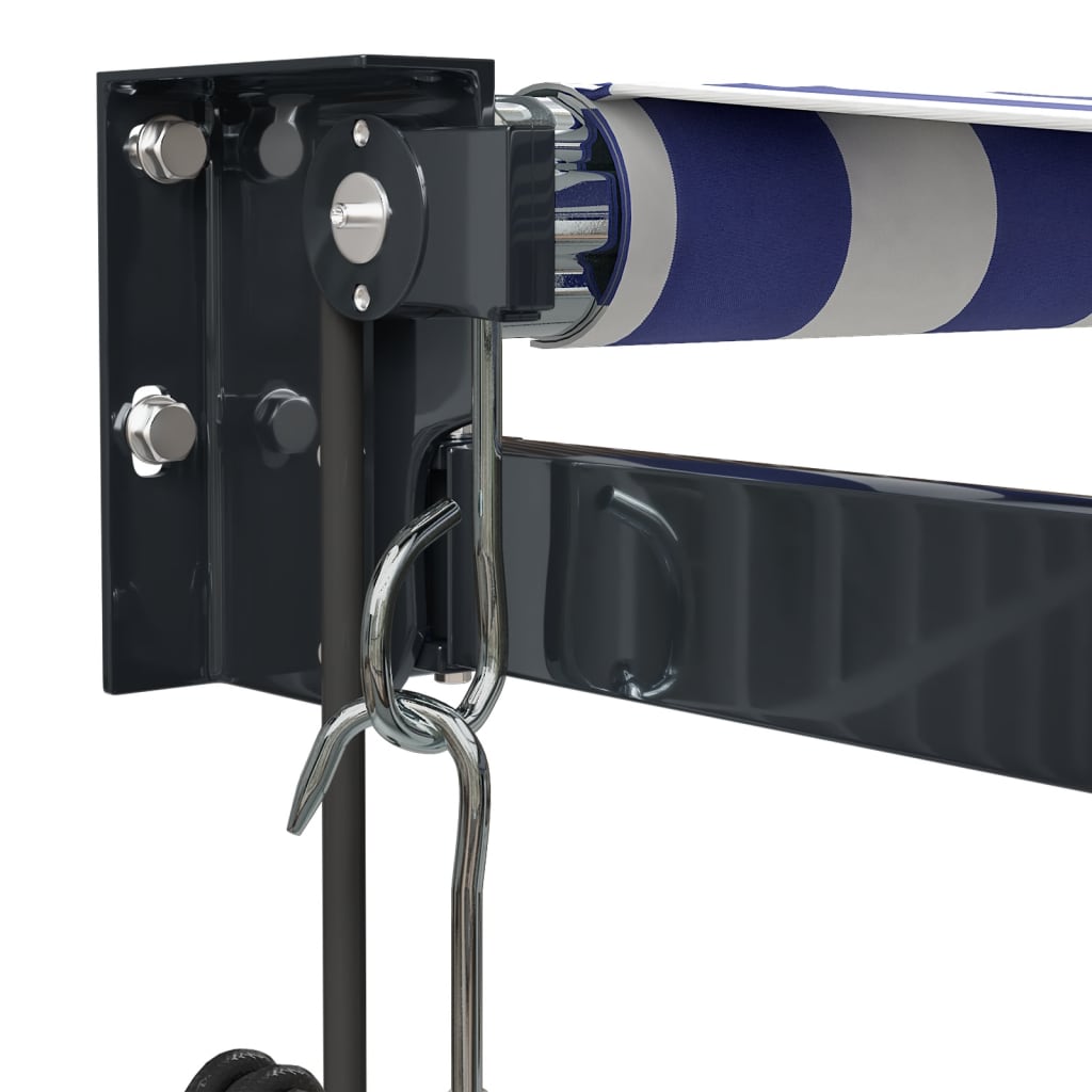 vidaXL Copertină retractabilă automată, albastru și alb, 4,5x3 m vidaXL Copertină retractabilă automată, albastru și alb, 4,5x3 m