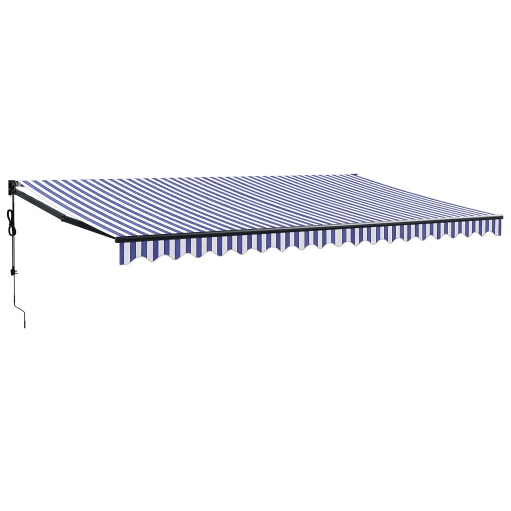 vidaXL Copertină retractabilă automată, albastru și alb, 5x3 m