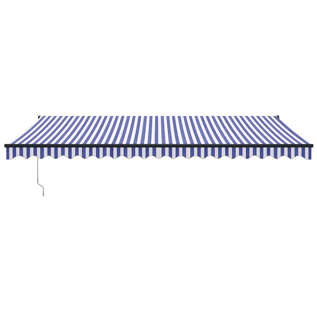 vidaXL Copertină retractabilă automată, albastru și alb, 5x3 m