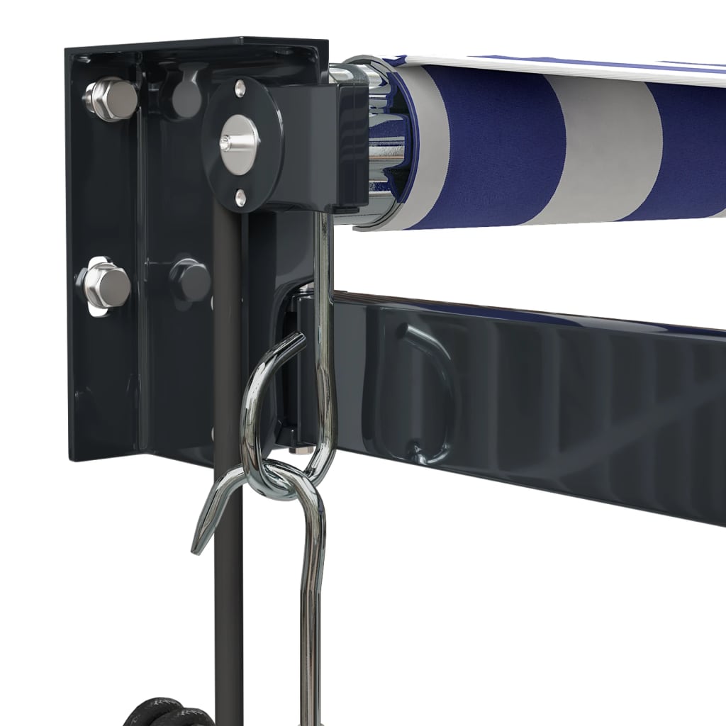 vidaXL Copertină retractabilă automată, albastru și alb, 5x3 m