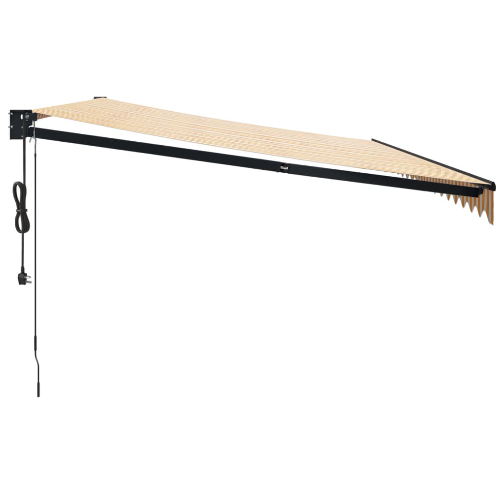 vidaXL Copertină retractabilă automată, galben și alb, 5x3 m