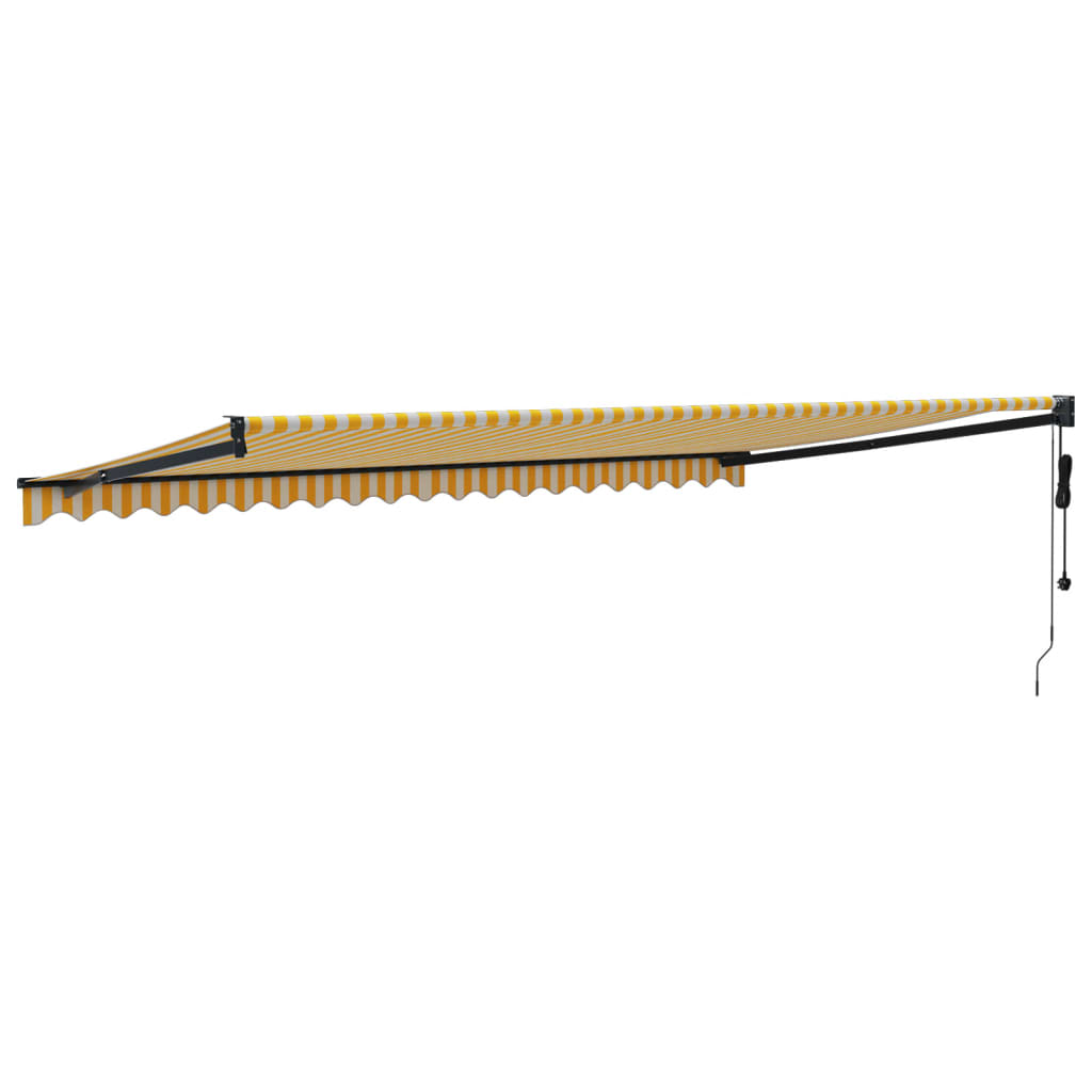vidaXL Copertină retractabilă automată, galben și alb, 5x3 m