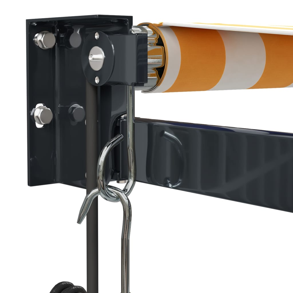 vidaXL Copertină retractabilă automată, galben și alb, 5x3 m