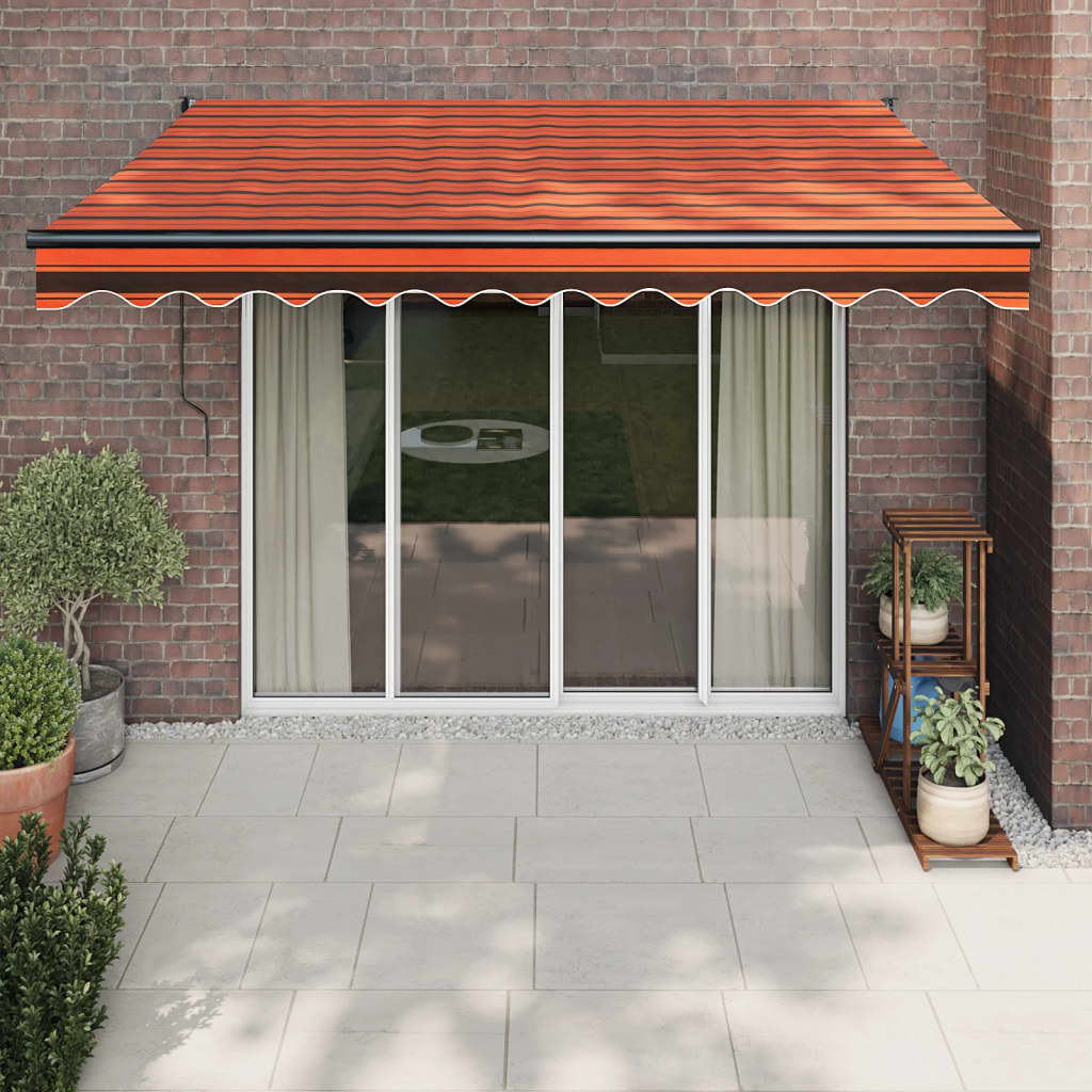 vidaXL Copertină retractabilă automată, portocaliu și maro, 3,5x2,5 m vidaXL Copertină retractabilă automată, portocaliu și maro, 3,5x2,5 m