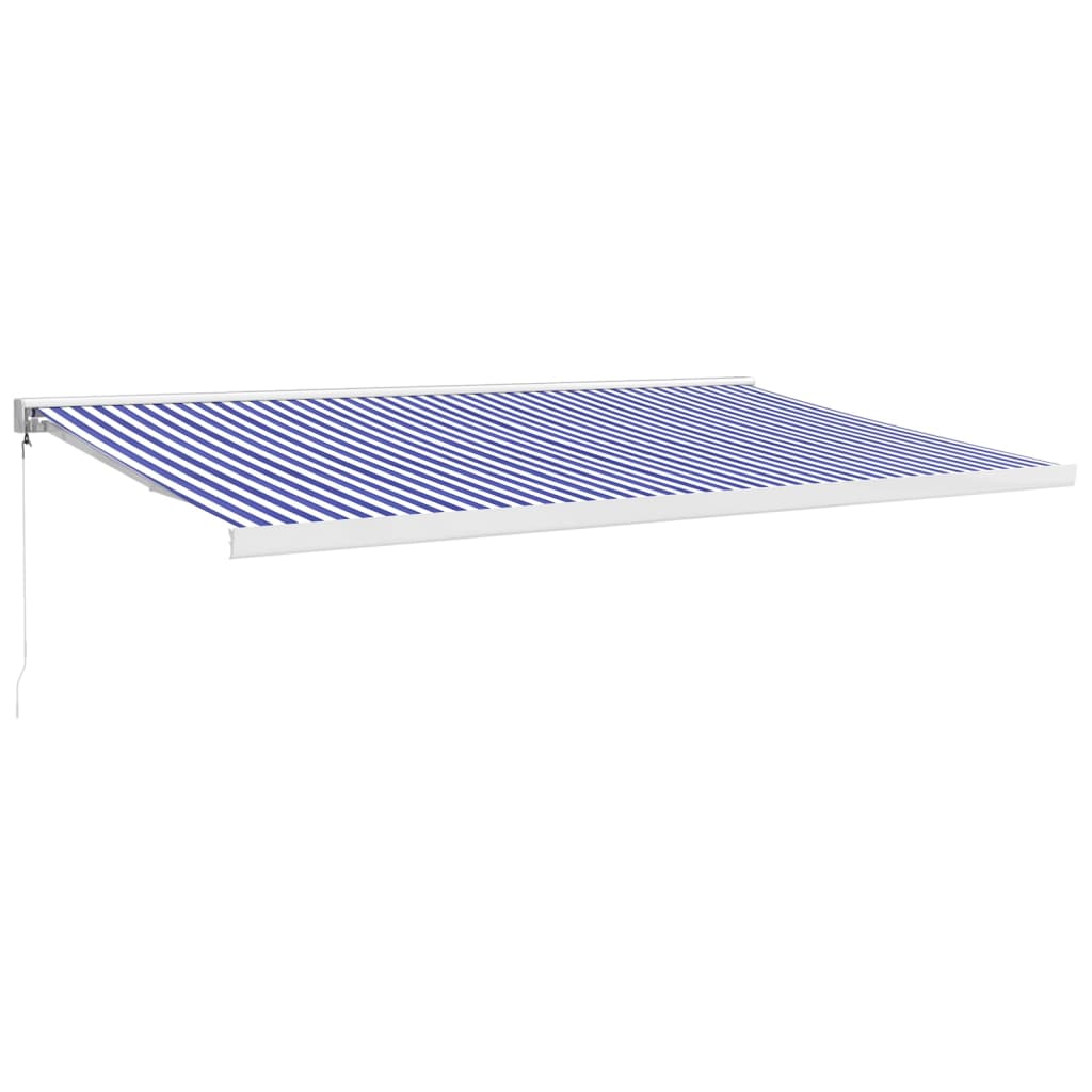 vidaXL Copertină retractabilă albastru/alb, 5x3 m, textil/aluminiu vidaXL Copertină retractabilă albastru/alb, 5x3 m, textil/aluminiu