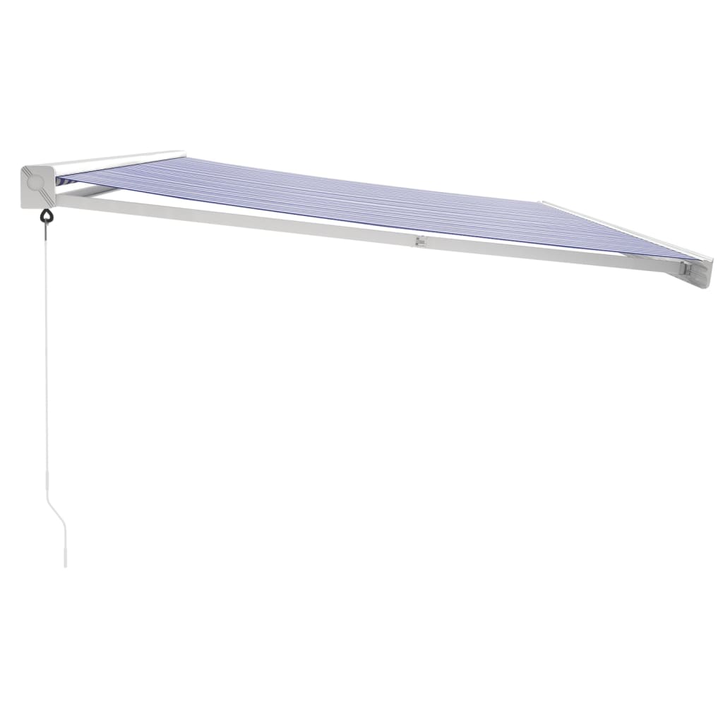 vidaXL Copertină retractabilă albastru/alb, 5x3 m, textil/aluminiu vidaXL Copertină retractabilă albastru/alb, 5x3 m, textil/aluminiu
