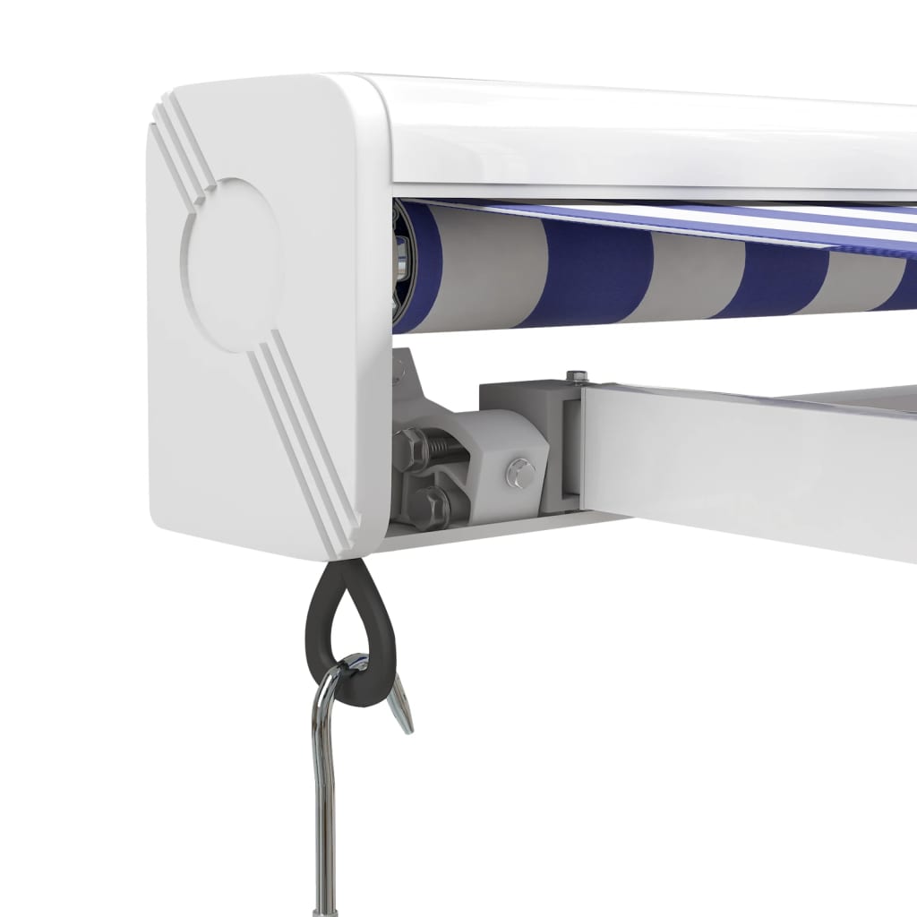 vidaXL Copertină retractabilă albastru/alb, 5x3 m, textil/aluminiu vidaXL Copertină retractabilă albastru/alb, 5x3 m, textil/aluminiu
