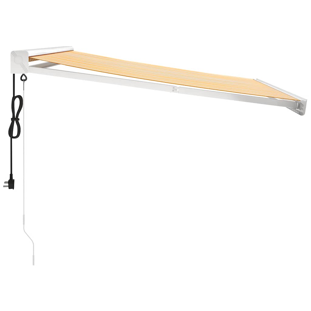 vidaXL Copertină retractabilă, galben/alb, 3x2,5 m, textil/aluminiu
