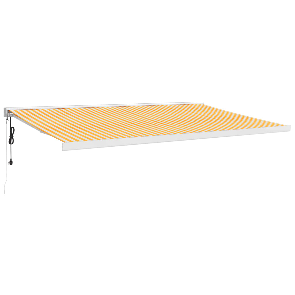 vidaXL Copertină retractabilă, galben/alb, 5x3 m, textil/aluminiu