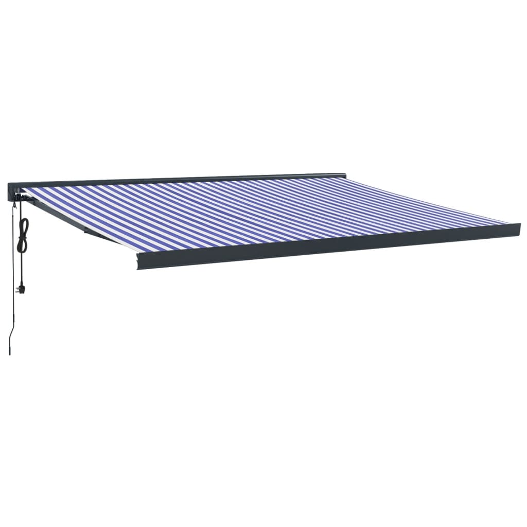 vidaXL Copertină retractabilă albastru/alb, 4x3 m, textil/aluminiu
