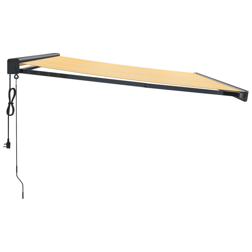 vidaXL Copertină retractabilă, galben/alb, 4,5x3 m, textil/aluminiu