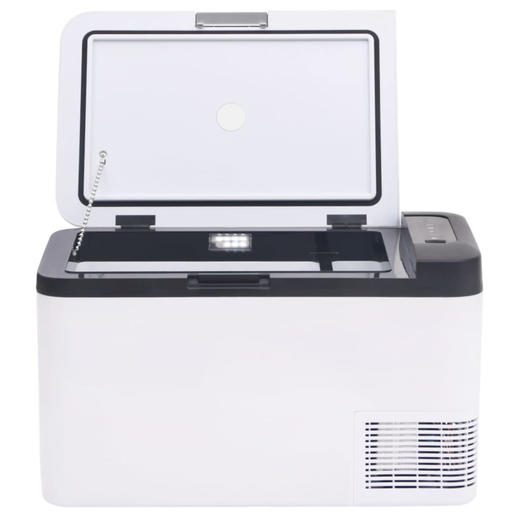 vidaXL Ladă frigorifică cu mâner și adaptor, alb-negru, 18 L, PP și PE vidaXL Ladă frigorifică cu mâner și adaptor, alb-negru, 18 L, PP și PE
