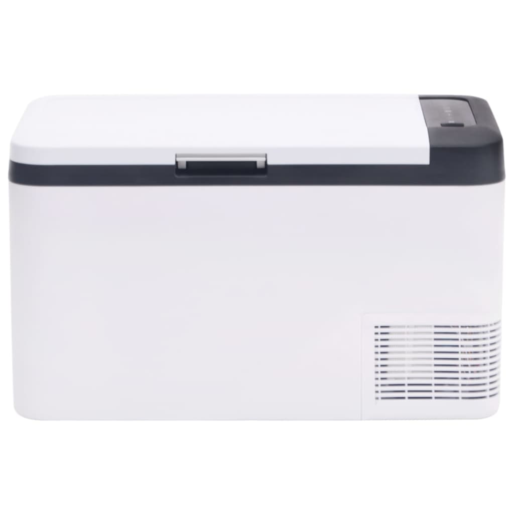 vidaXL Ladă frigorifică cu mâner și adaptor, alb-negru, 18 L, PP și PE vidaXL Ladă frigorifică cu mâner și adaptor, alb-negru, 18 L, PP și PE