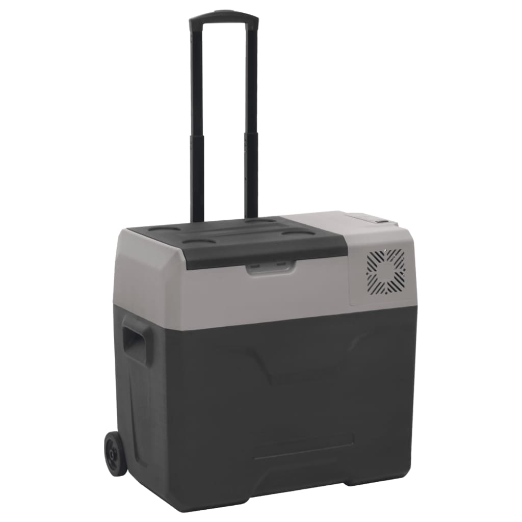 vidaXL Ladă frigorifică cu roată&adaptor 40 L negru&gri polipropilenă vidaXL Ladă frigorifică cu roată&adaptor 40 L negru&gri polipropilenă