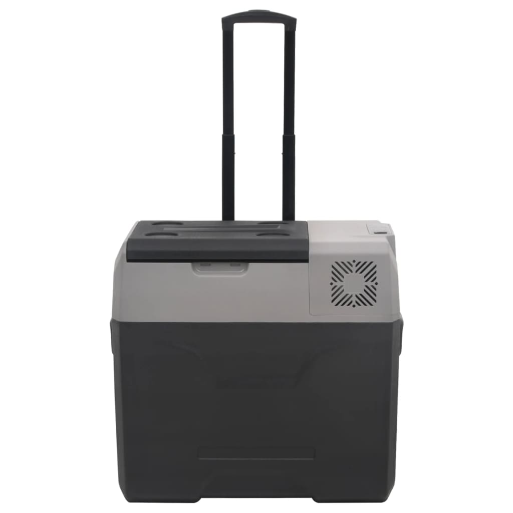 vidaXL Ladă frigorifică cu roată&adaptor 40 L negru&gri polipropilenă vidaXL Ladă frigorifică cu roată&adaptor 40 L negru&gri polipropilenă