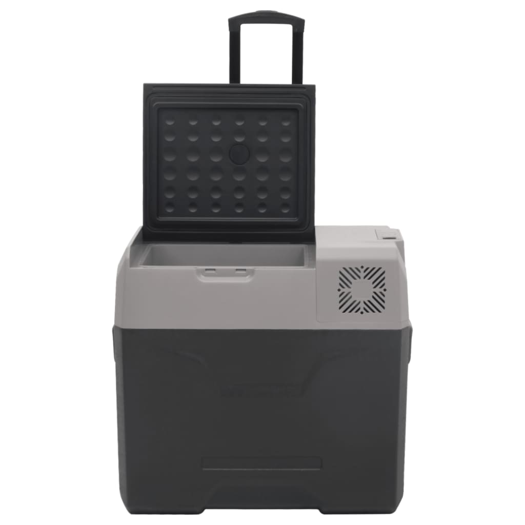 vidaXL Ladă frigorifică cu roată&adaptor 40 L negru&gri polipropilenă vidaXL Ladă frigorifică cu roată&adaptor 40 L negru&gri polipropilenă