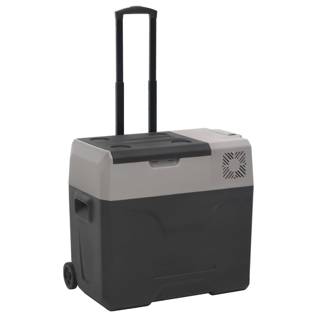 vidaXL Ladă frigorifică cu roată&adaptor 50 L negru/gri polipropilenă vidaXL Ladă frigorifică cu roată&adaptor 50 L negru/gri polipropilenă