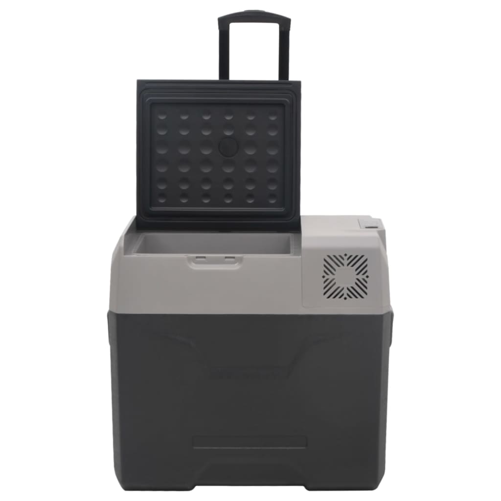 vidaXL Ladă frigorifică cu roată&adaptor 50 L negru/gri polipropilenă vidaXL Ladă frigorifică cu roată&adaptor 50 L negru/gri polipropilenă