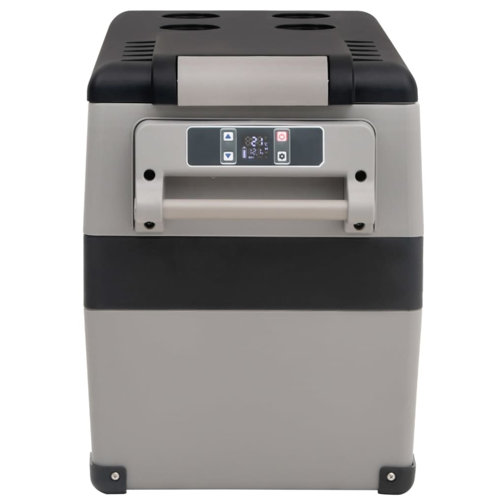 vidaXL Cutie frigorifică cu mâner și adaptor negru&gri 35 L PP și PE vidaXL Cutie frigorifică cu mâner și adaptor negru&gri 35 L PP și PE