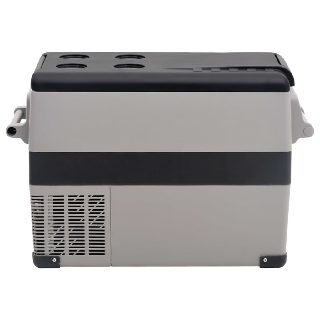 vidaXL Cutie frigorifică cu mâner și adaptor negru&gri 55 L PP și PE vidaXL Cutie frigorifică cu mâner și adaptor negru&gri 55 L PP și PE
