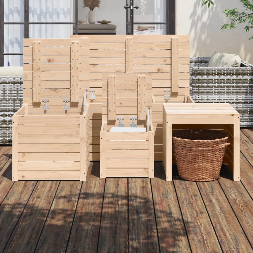 vidaXL Set cutii de grădină, 4 piese, lemn masiv de pin vidaXL Set cutii de grădină, 4 piese, lemn masiv de pin