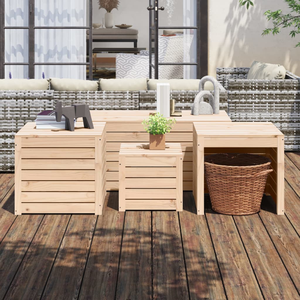 vidaXL Set cutii de grădină, 4 piese, lemn masiv de pin vidaXL Set cutii de grădină, 4 piese, lemn masiv de pin
